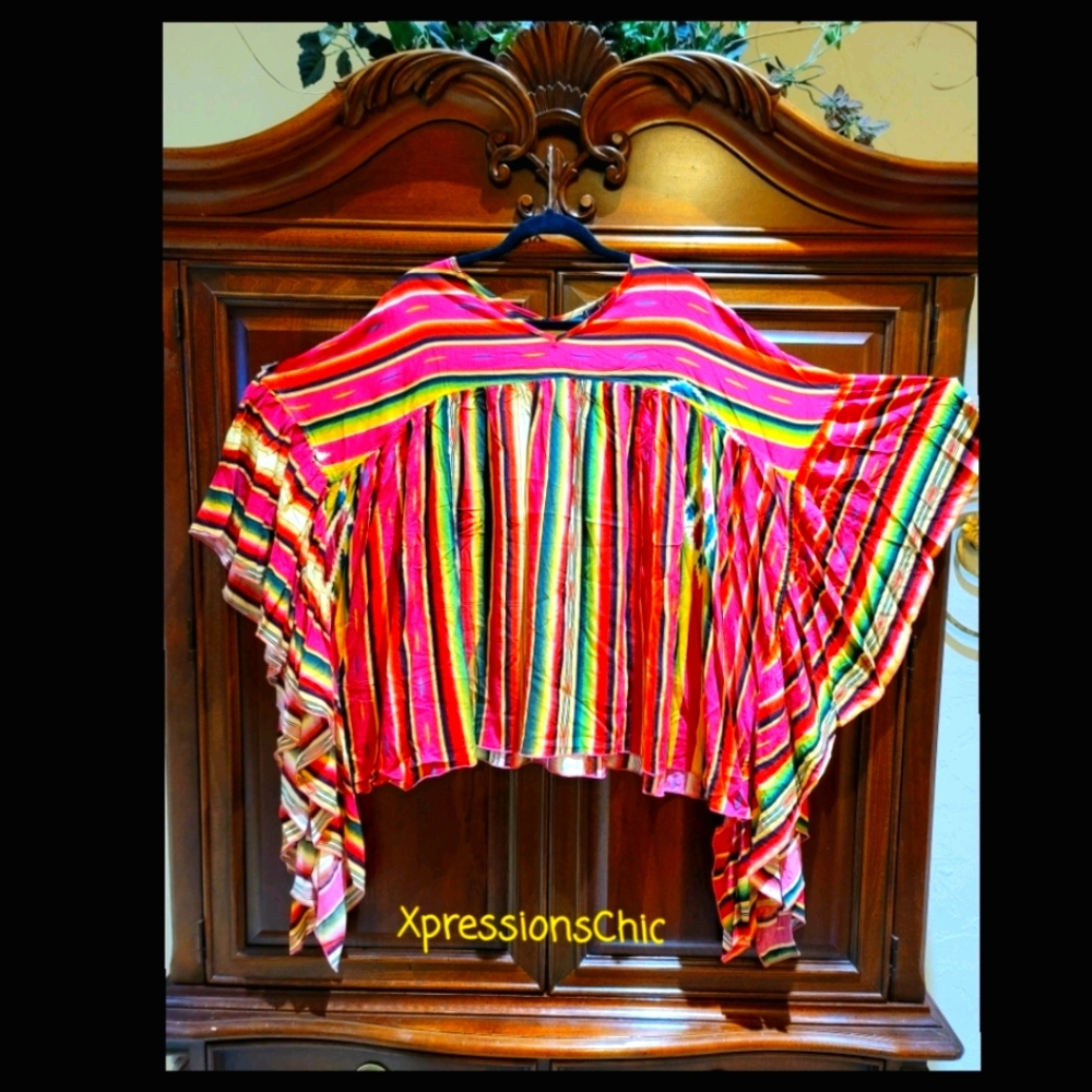 Ruffled PolyCotton Poncho
